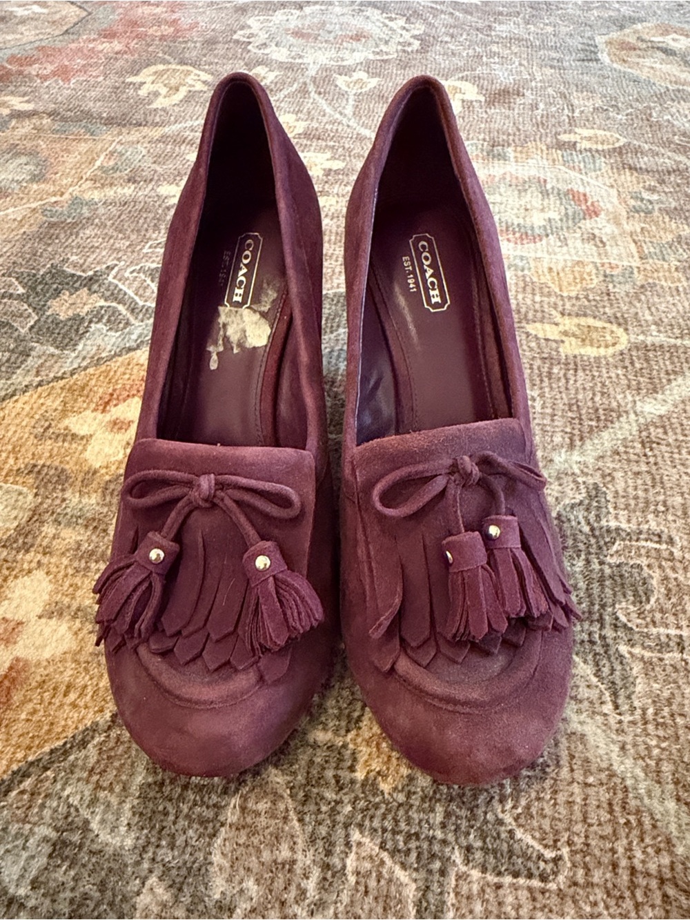 Coach Womens Suede Terri Wedge Heels in Plum